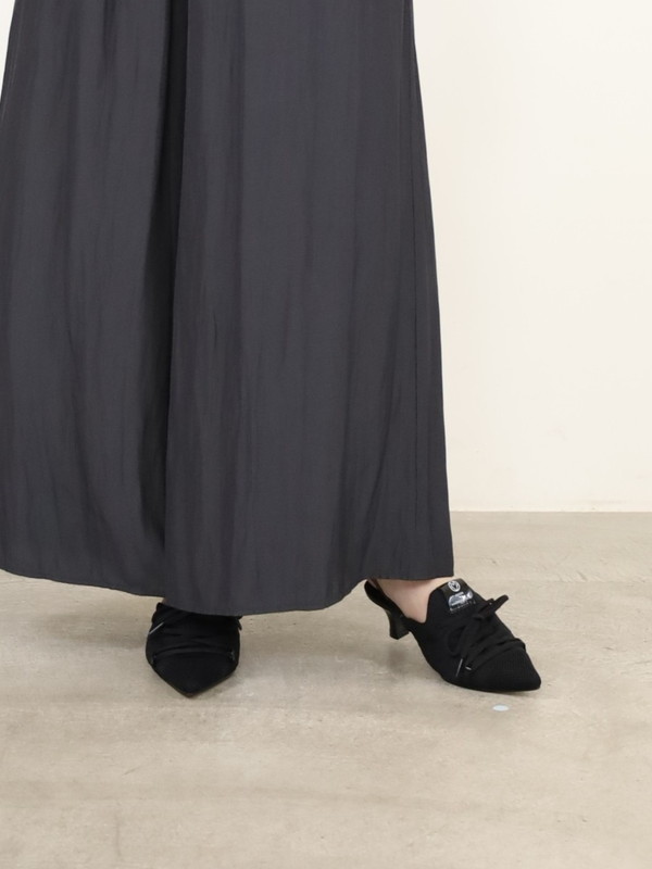 【MAISON MAVERIC】６ｃｍヒールレースアップミュール