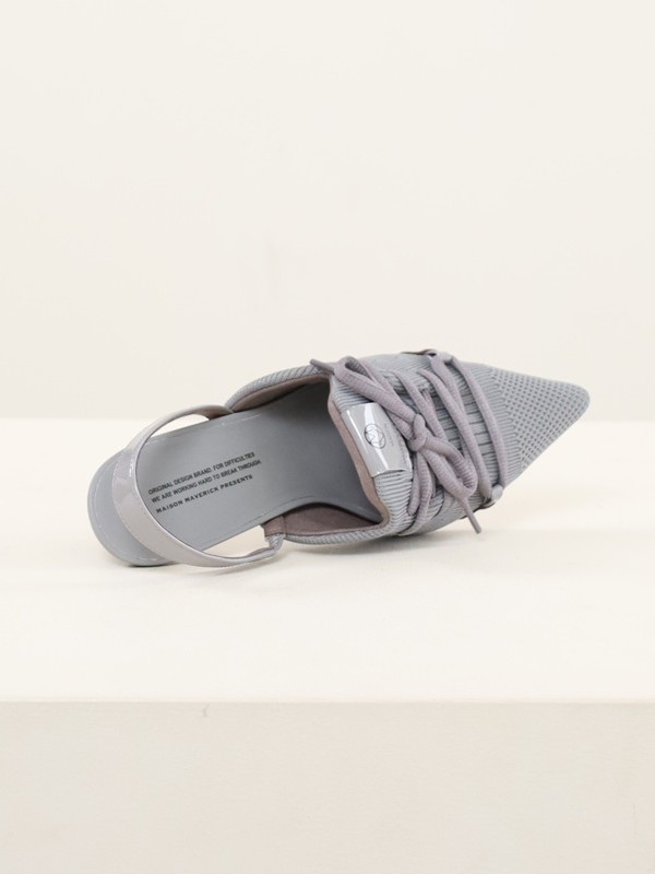 【MAISON MAVERIC】６ｃｍヒールレースアップミュール