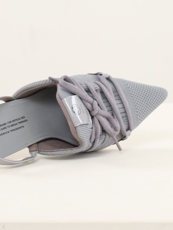 【MAISON MAVERIC】６ｃｍヒールレースアップミュール