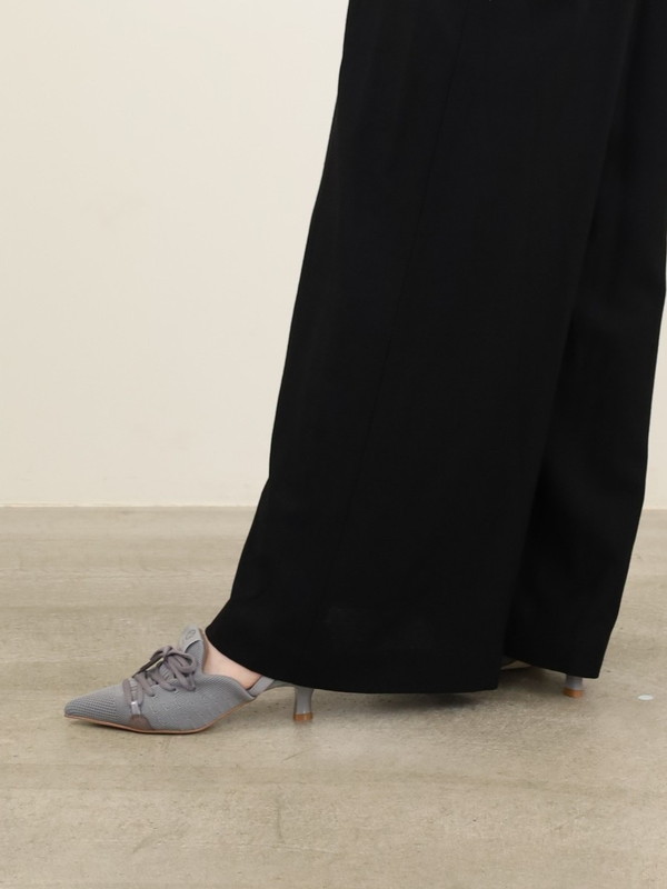 【MAISON MAVERIC】６ｃｍヒールレースアップミュール