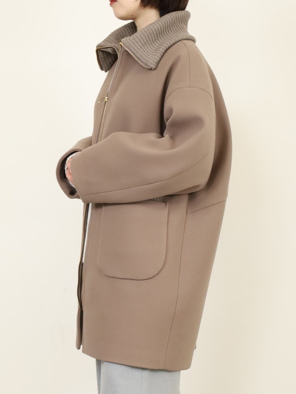 【trois】リブ衿ウーレットミドル丈コート