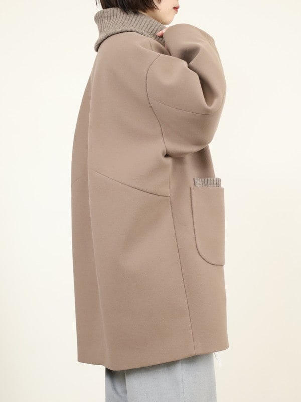 【trois】リブ衿ウーレットミドル丈コート
