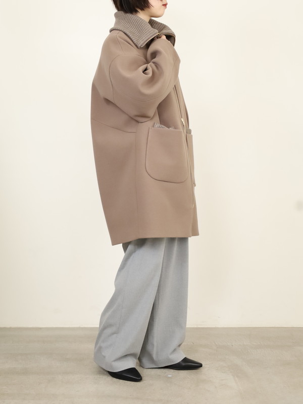 【trois】リブ衿ウーレットミドル丈コート