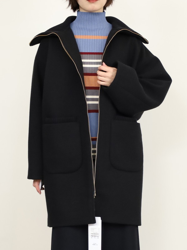 【trois】リブ衿ウーレットミドル丈コート