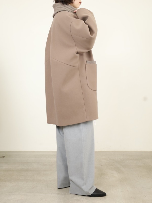 【trois】リブ衿ウーレットミドル丈コート