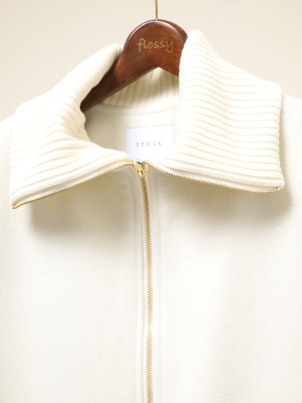 【trois】リブ衿ウーレットミドル丈コート