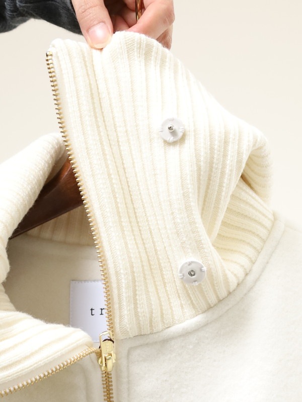 【trois】リブ衿ウーレットミドル丈コート