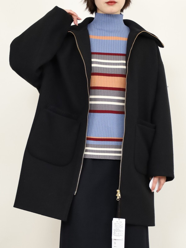 【trois】リブ衿ウーレットミドル丈コート