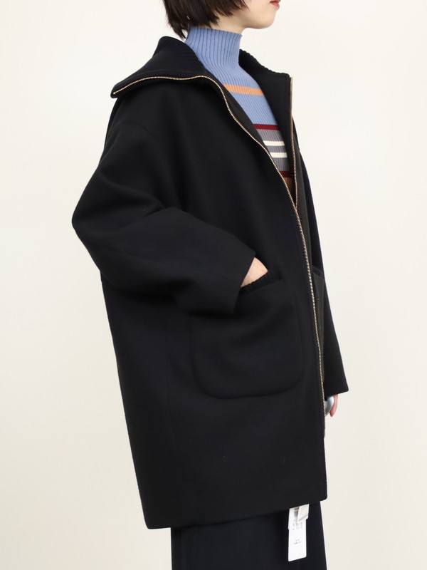 【trois】リブ衿ウーレットミドル丈コート