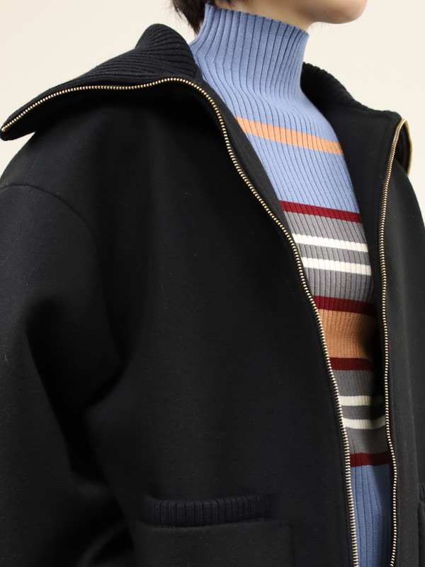 【trois】リブ衿ウーレットミドル丈コート