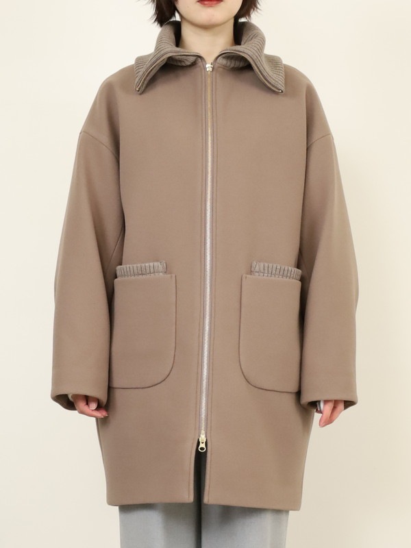 【trois】リブ衿ウーレットミドル丈コート