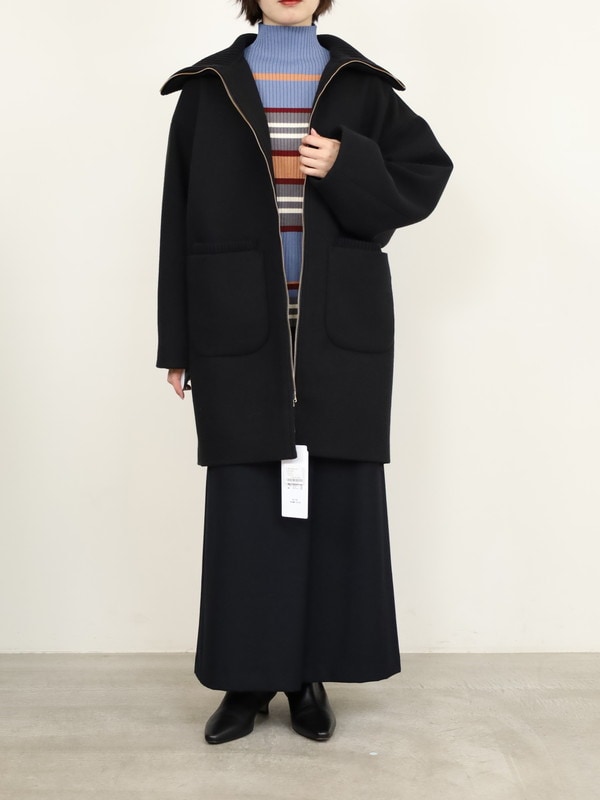 【trois】リブ衿ウーレットミドル丈コート