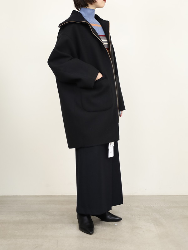 【trois】リブ衿ウーレットミドル丈コート