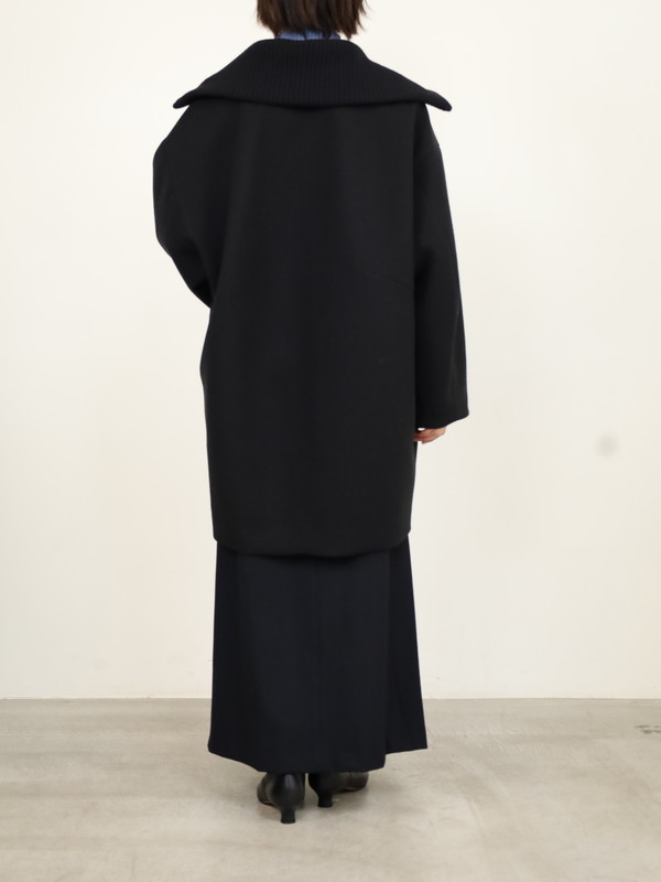 【trois】リブ衿ウーレットミドル丈コート