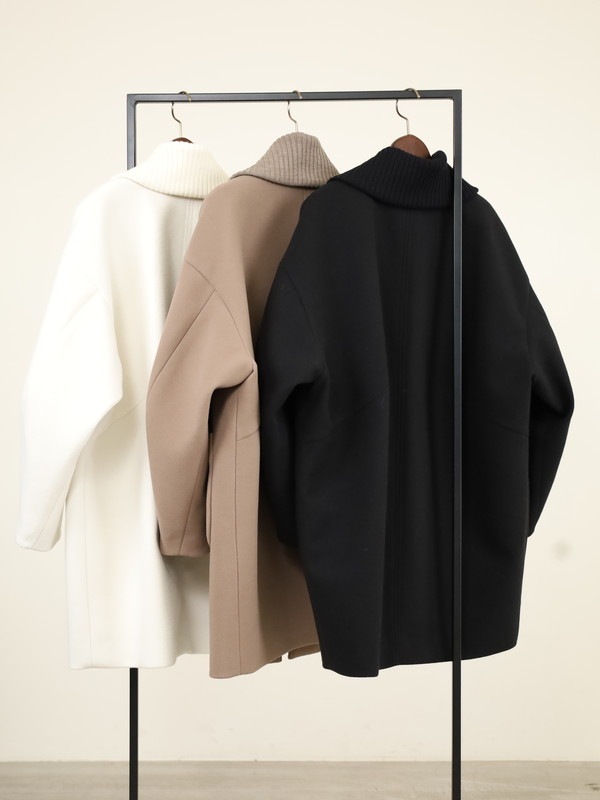 【trois】リブ衿ウーレットミドル丈コート