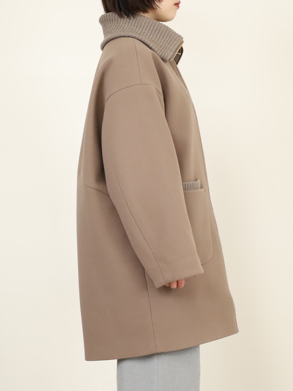 【trois】リブ衿ウーレットミドル丈コート