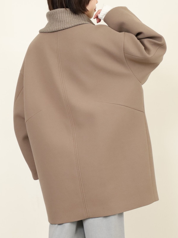 【trois】リブ衿ウーレットミドル丈コート