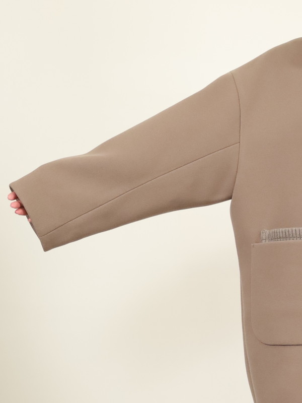 【trois】リブ衿ウーレットミドル丈コート