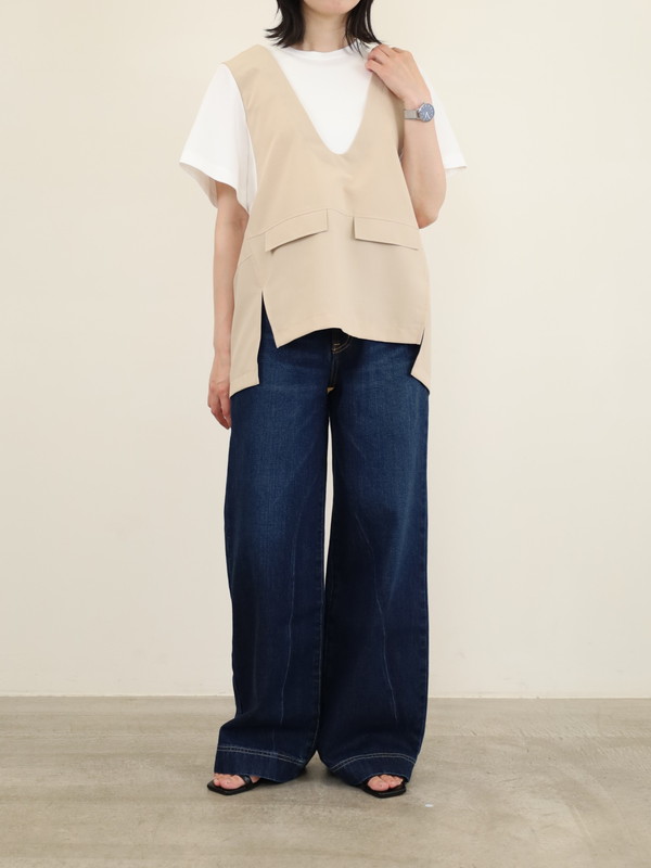 【trois】ベストレイヤードデザイントップス