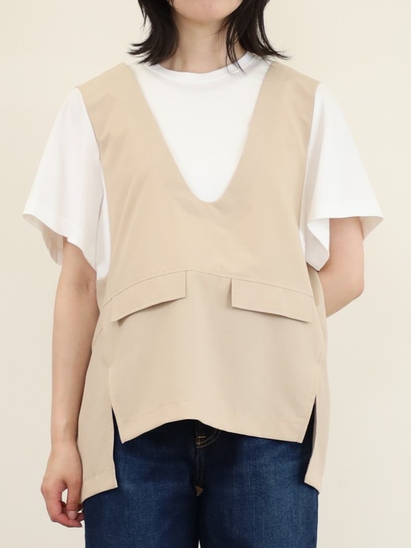 【trois】ベストレイヤードデザイントップス