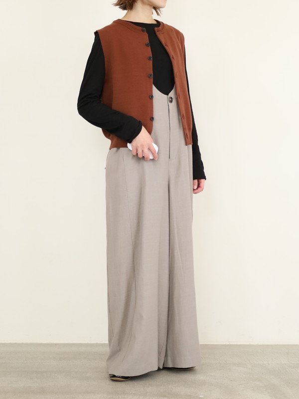 【LeMelange】クルーネック綿アクリルニットベスト