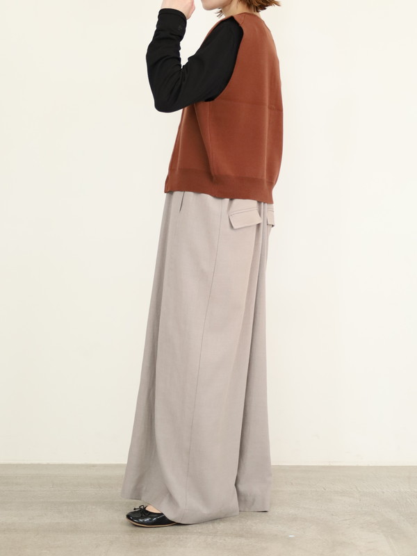 【LeMelange】クルーネック綿アクリルニットベスト