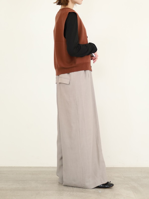 【LeMelange】クルーネック綿アクリルニットベスト