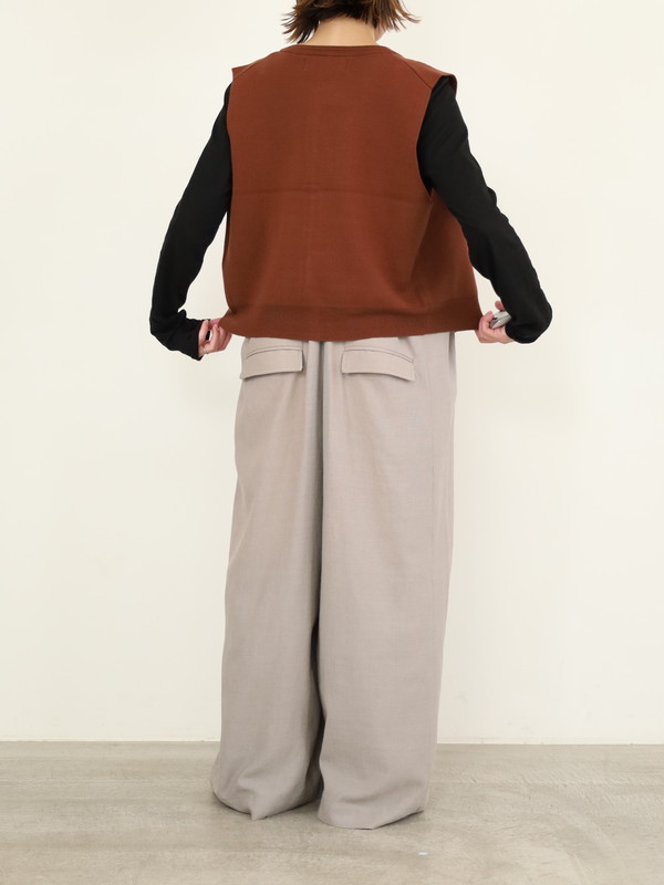 【LeMelange】クルーネック綿アクリルニットベスト