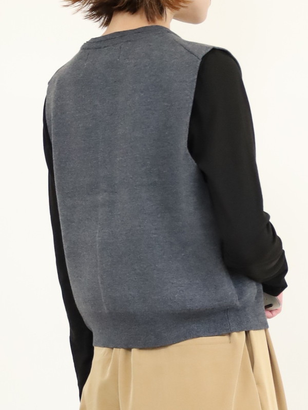 【LeMelange】クルーネック綿アクリルニットベスト