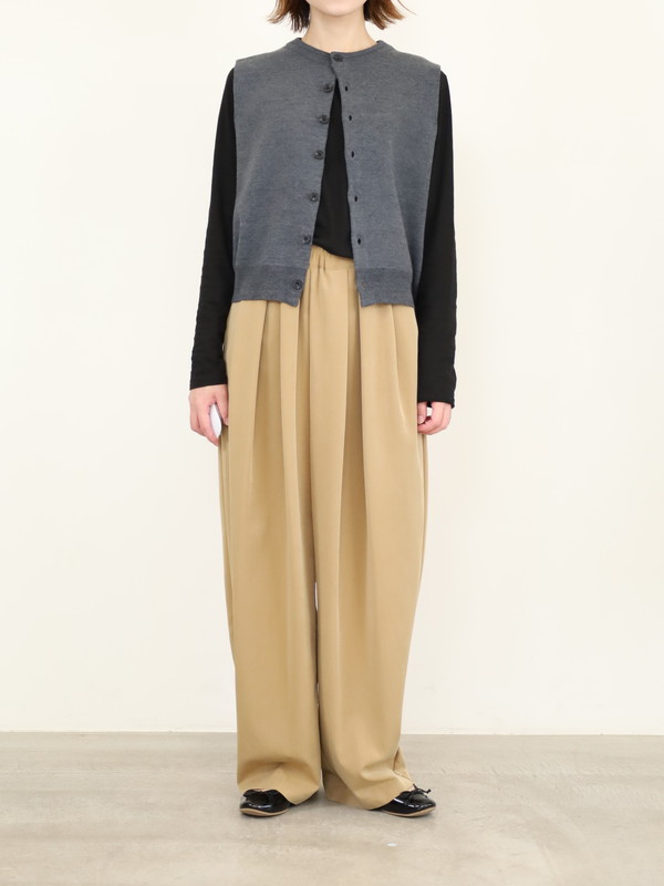 【LeMelange】クルーネック綿アクリルニットベスト