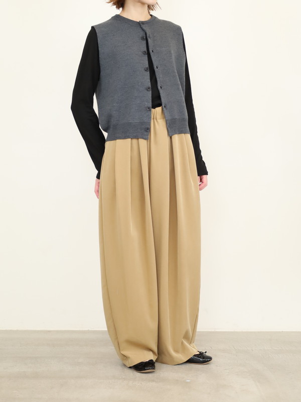 【LeMelange】クルーネック綿アクリルニットベスト