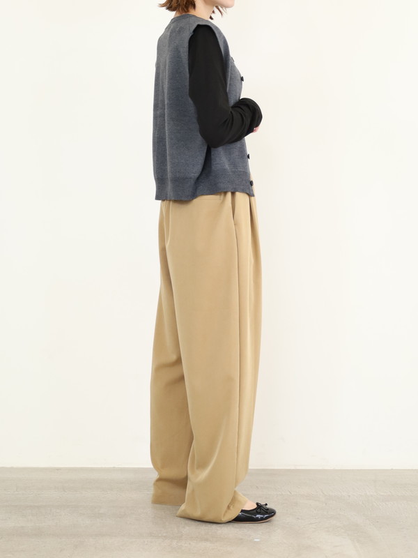 【LeMelange】クルーネック綿アクリルニットベスト