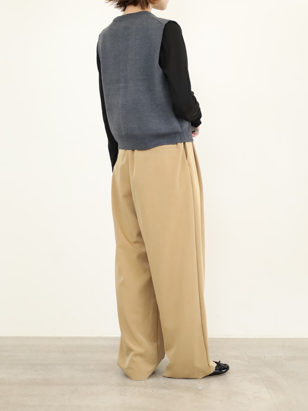 【LeMelange】クルーネック綿アクリルニットベスト