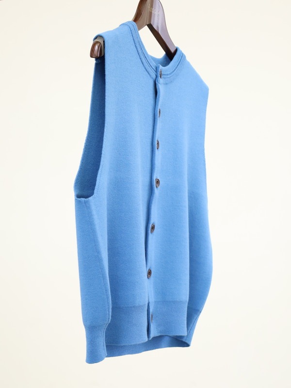 【LeMelange】クルーネック綿アクリルニットベスト