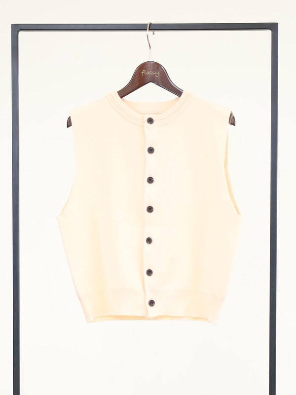 【LeMelange】クルーネック綿アクリルニットベスト