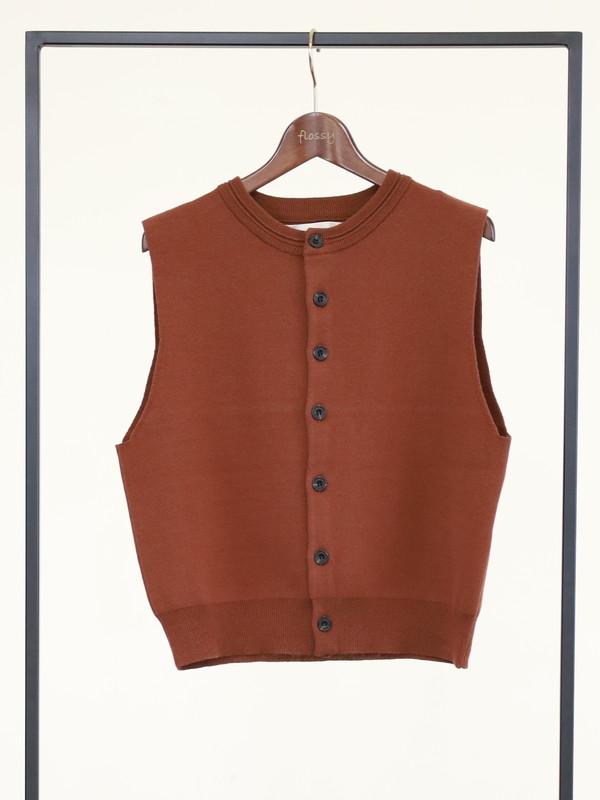 【LeMelange】クルーネック綿アクリルニットベスト