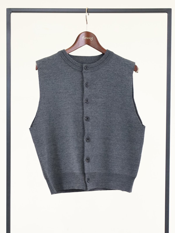 【LeMelange】クルーネック綿アクリルニットベスト