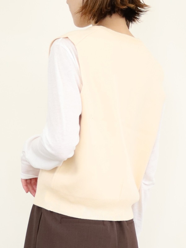 【LeMelange】クルーネック綿アクリルニットベスト