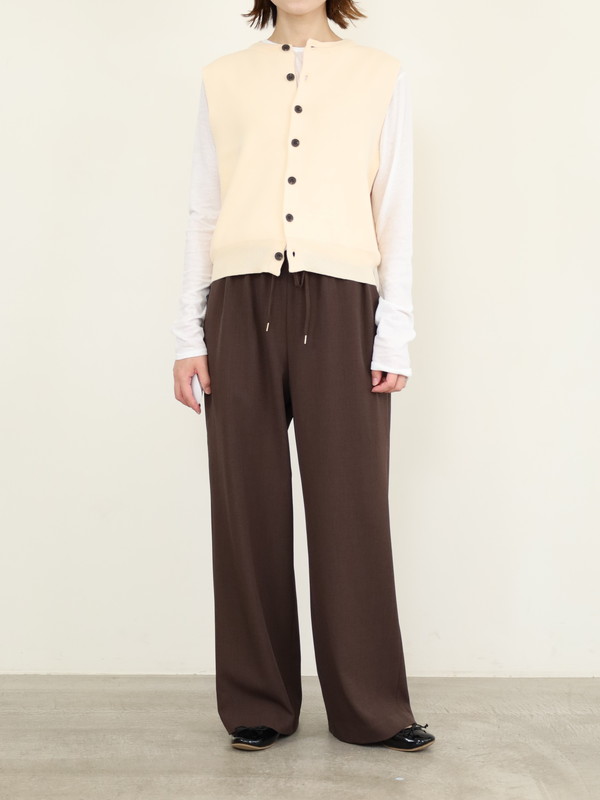 【LeMelange】クルーネック綿アクリルニットベスト