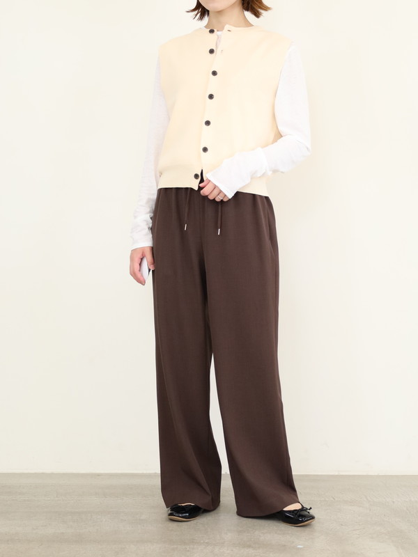 【LeMelange】クルーネック綿アクリルニットベスト