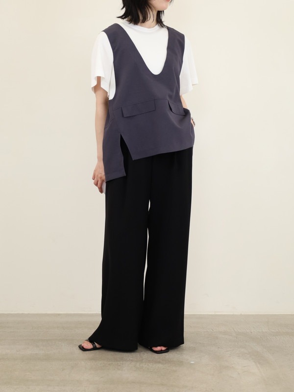 【trois】ダブルクロスワイドイージーパンツ