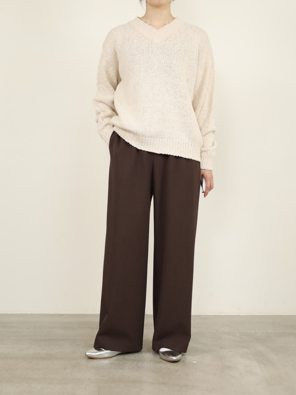 【Emmaculate】ムラ糸コットンVネック長袖ニット