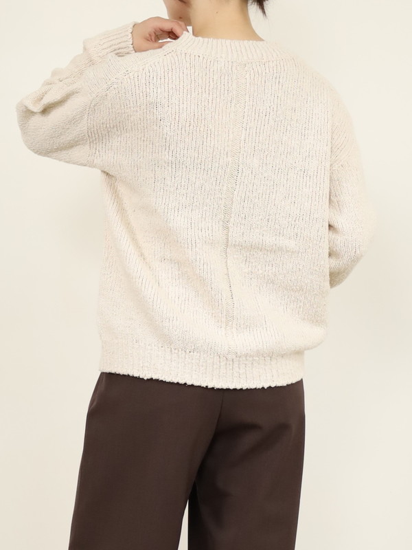 【Emmaculate】ムラ糸コットンVネック長袖ニット