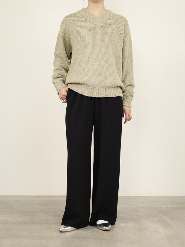 【Emmaculate】ムラ糸コットンVネック長袖ニット