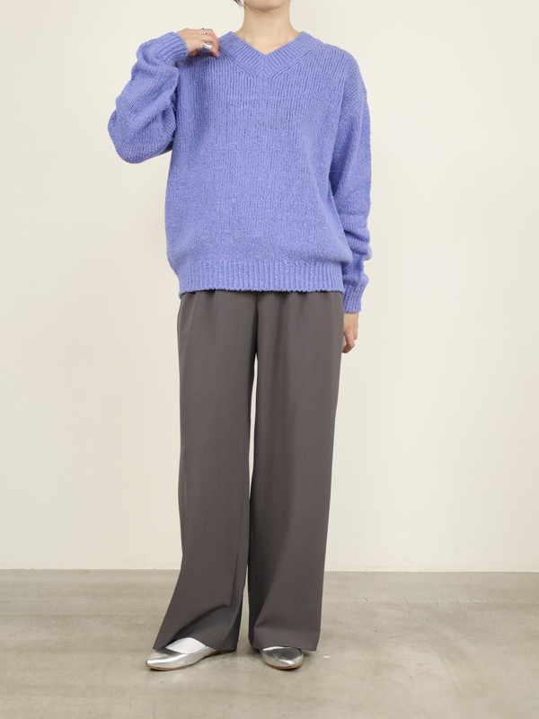 【Emmaculate】ムラ糸コットンVネック長袖ニット