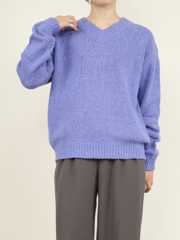 【Emmaculate】ムラ糸コットンVネック長袖ニット