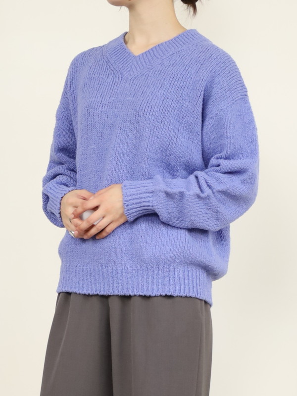 【Emmaculate】ムラ糸コットンVネック長袖ニット