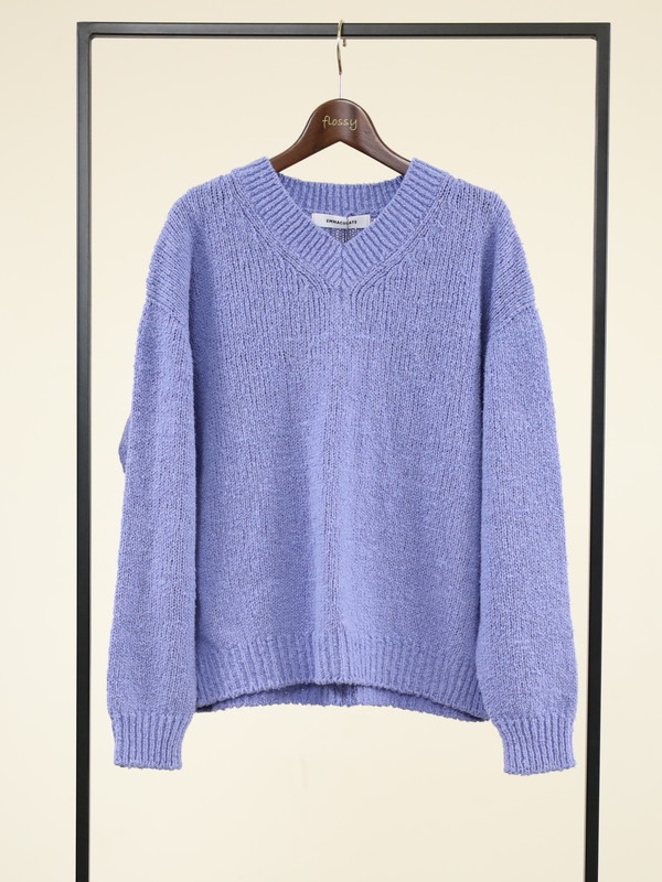 【Emmaculate】ムラ糸コットンVネック長袖ニット