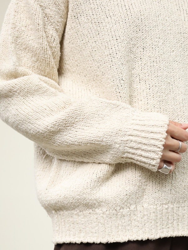 【Emmaculate】ムラ糸コットンVネック長袖ニット