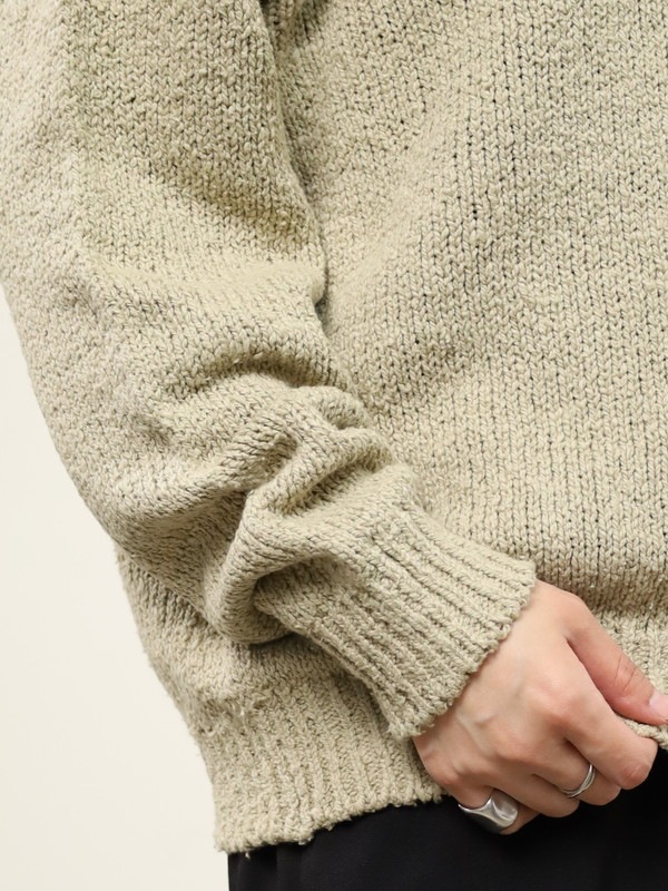 【Emmaculate】ムラ糸コットンVネック長袖ニット